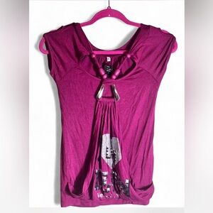 Vero Moda Fuchsia Blouse with Bead Accents size M
